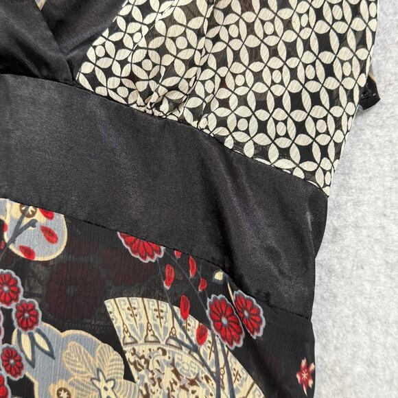 Vtg Speechless Babydoll Sheer Blouse Size L Satin Tie Back Y2K Asian Inspired - Picture 7 of 16